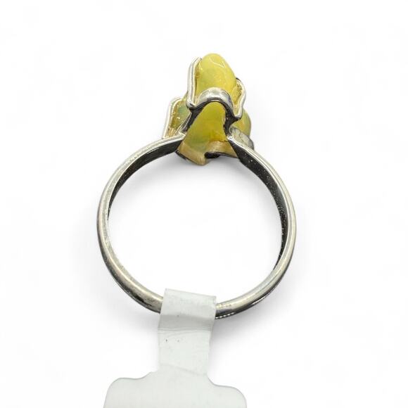 Freeform Ethiopian Opal Ring 925 Sterling Silver Size 9 Handmade - Picture 4 of 7